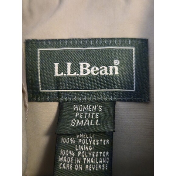 LL Bean Trench Coat Womens Small Petite Jacket Hooded Hoodie Beige Outdoor Camp - Picture 4 of 8